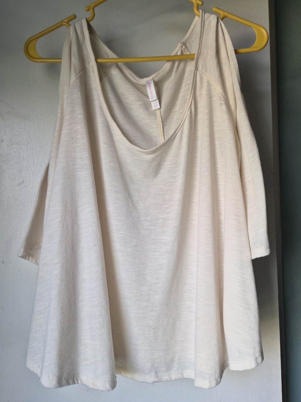 Boho Open Shoulder Sleeve Flowy Tshirt Top - L